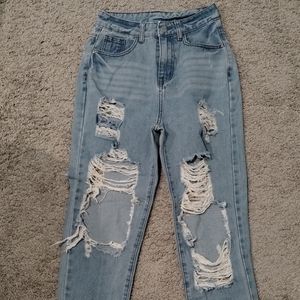SheIn Distressed Women's Fashion Mom Jeans size 2; inside-seam 25 1/2; waist-25